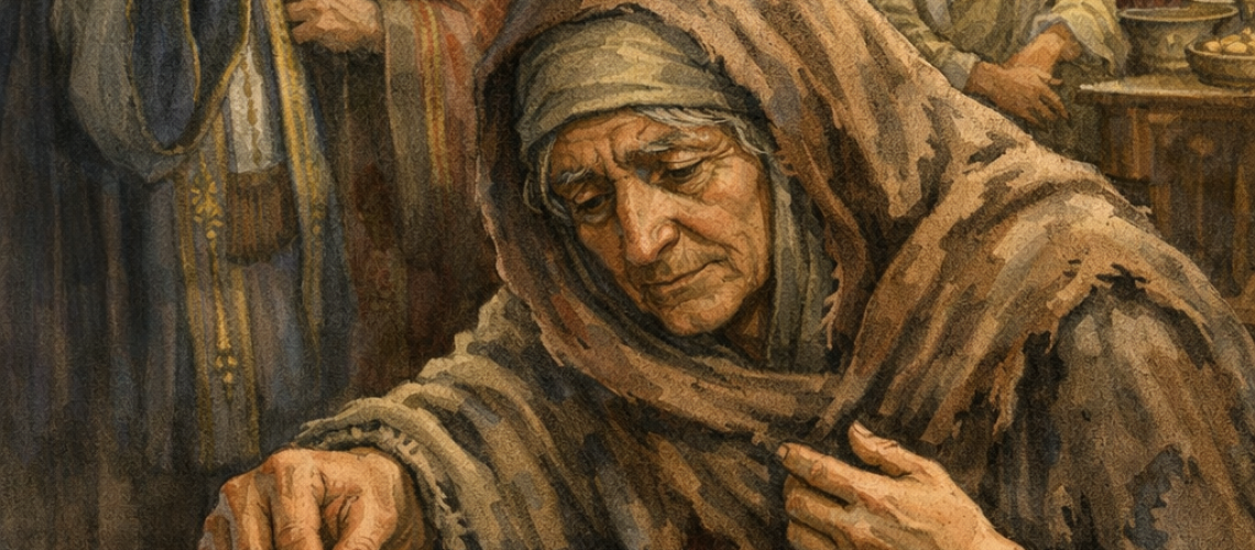 The widow's sacrifice in Jerusalem